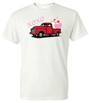 Holiday and Seasonal Shirt:  Red Truck with Hearts