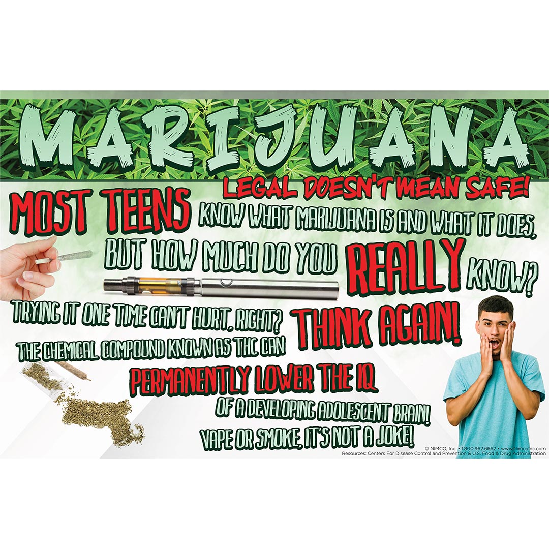 Dangers of Vaping Poster: Marijuana Legal Doesn’t Mean Safe!