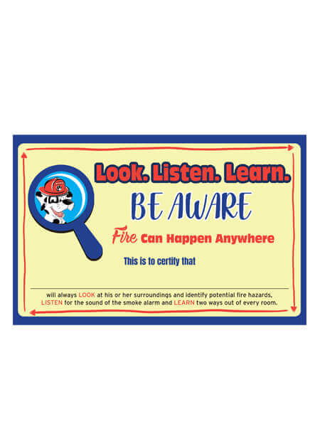 Look, Listen, Learn – Fire Safety Certificates (Set of 100)