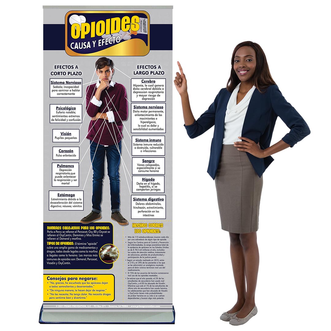 Cause & Effect Opioids Prevention Retractable Banner – Spanish