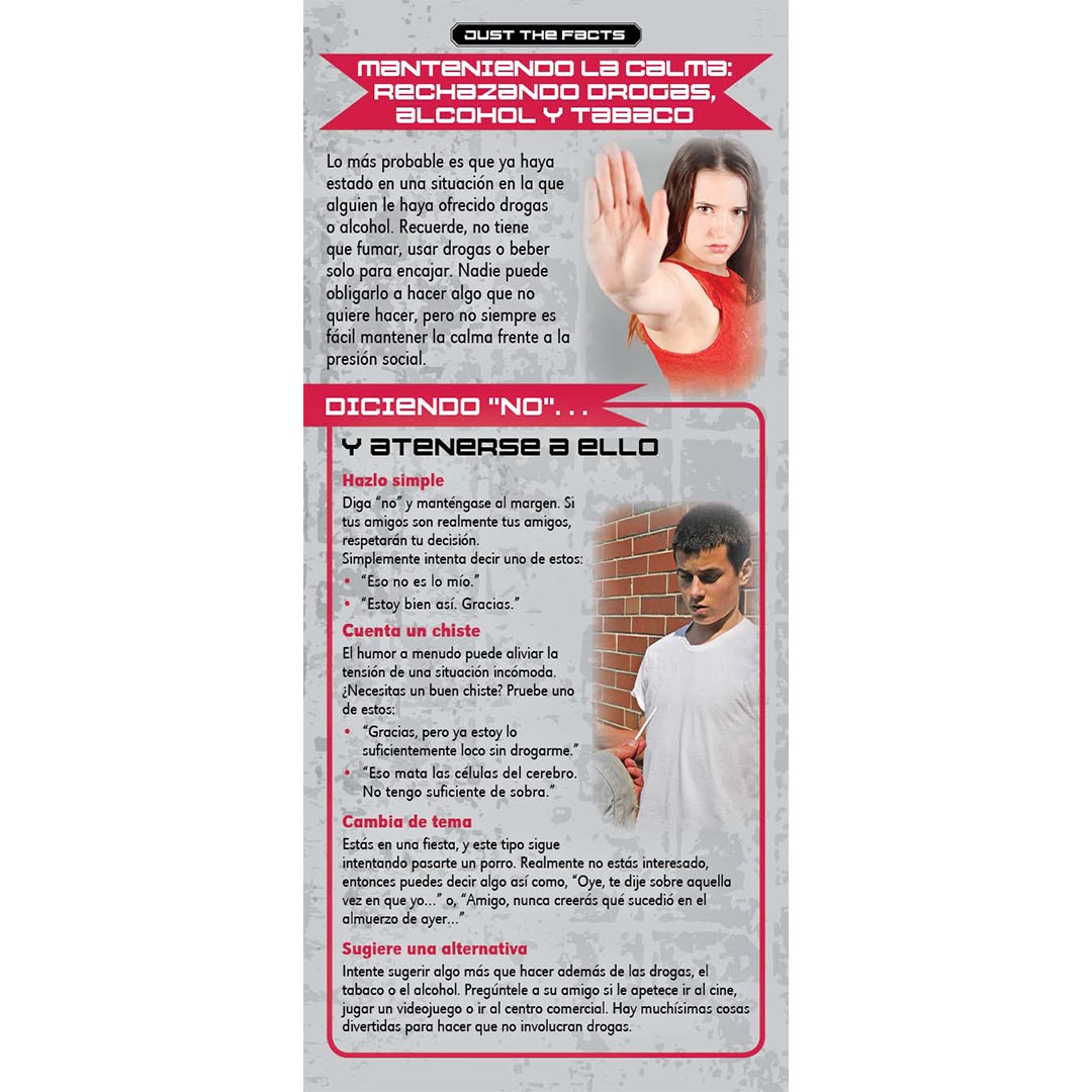 Just The Facts – Keeping Your Cool – Refusing Drugs, Alcohol & Tobacco Rack Cards – Sold In Sets of 100 – Spanish