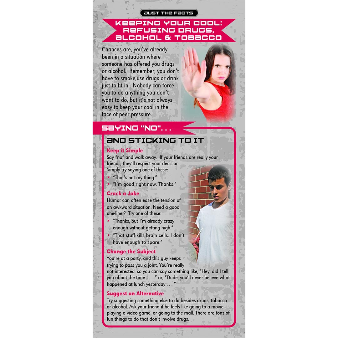 Just The Facts – Keeping Your Cool – Refusing Drugs, Alcohol & Tobacco Rack Cards – Sold In Sets of 100