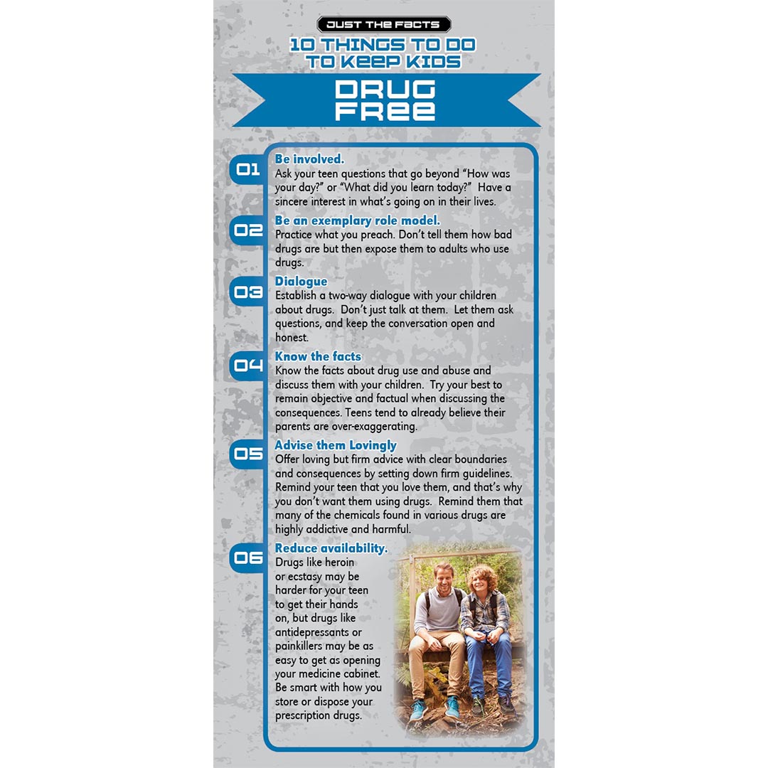 Just The Facts – 10 Things To Do To Keep Kids Drug Free Rack Cards – Sold In Sets of 100
