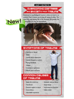 Just The Facts Rack Card: Overcoming Distress & Anxiety From Trauma – Set of 100