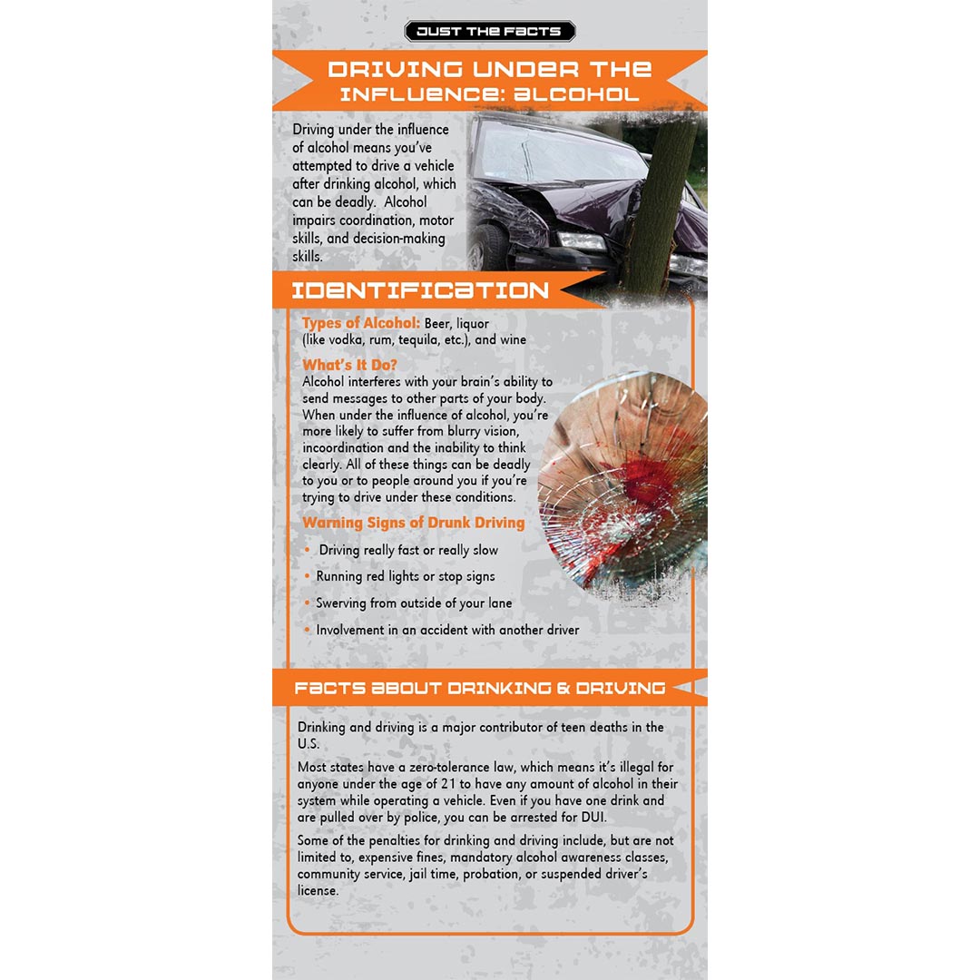 Just The Facts Rack Card: Driving Under The Influence (Alcohol) – Sold In Sets of 100 – Spanish Version