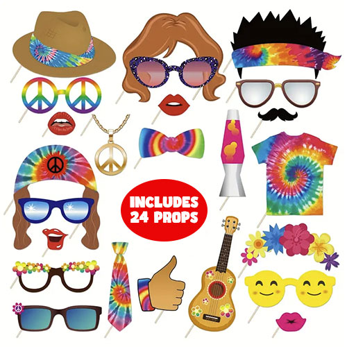 Photo Booth Props (Tie-Dye) – 24 Pc. Photo Booth Props (Tie-Dye) – 24 Pc.