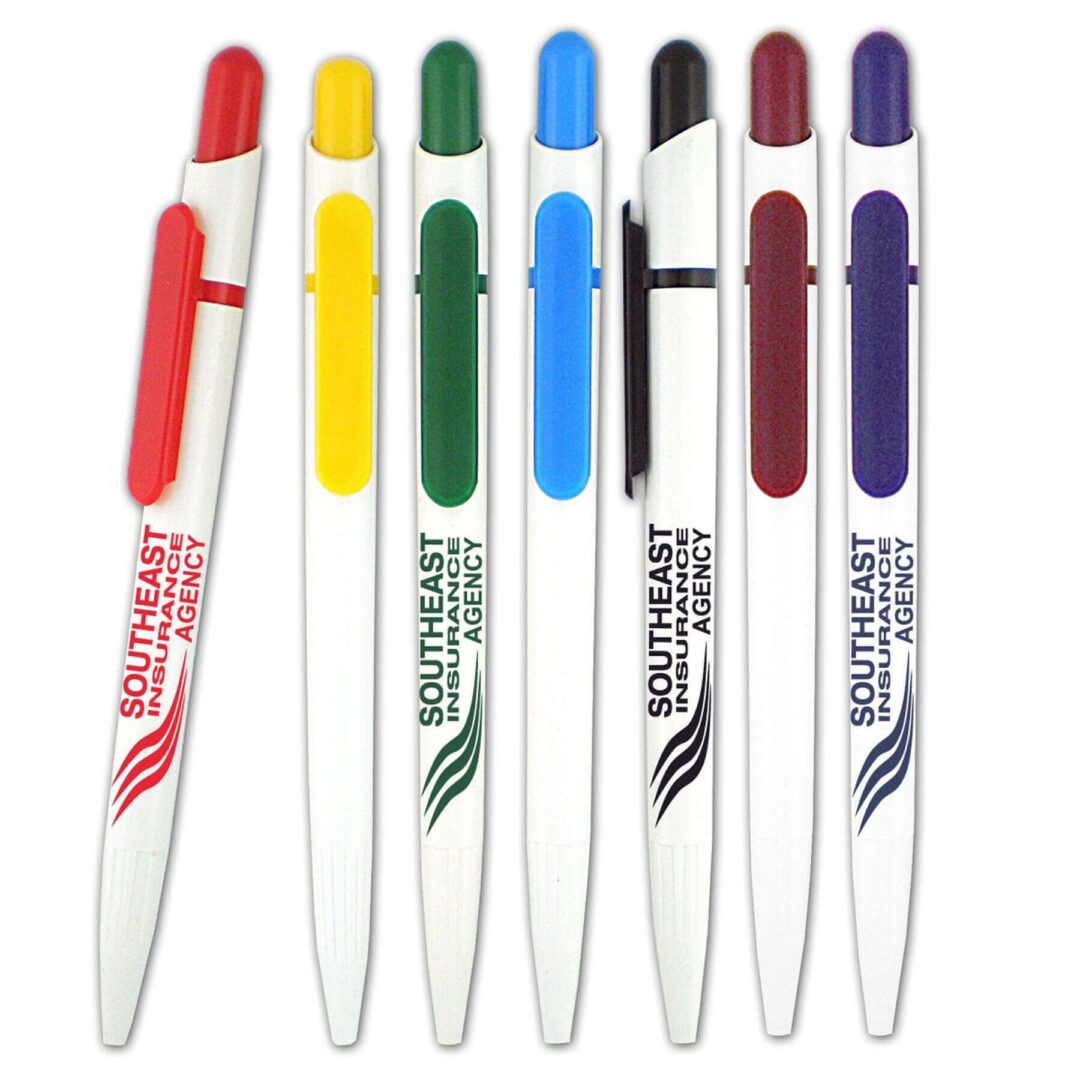 Seattle Pen – White Barrel – Color Clip – Customizable