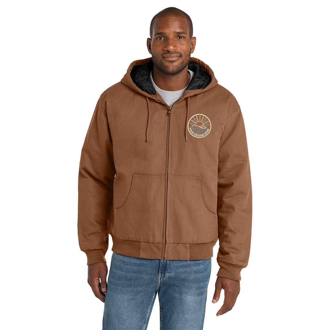 Duck Cloth Hooded Work Jacket-Embroidered