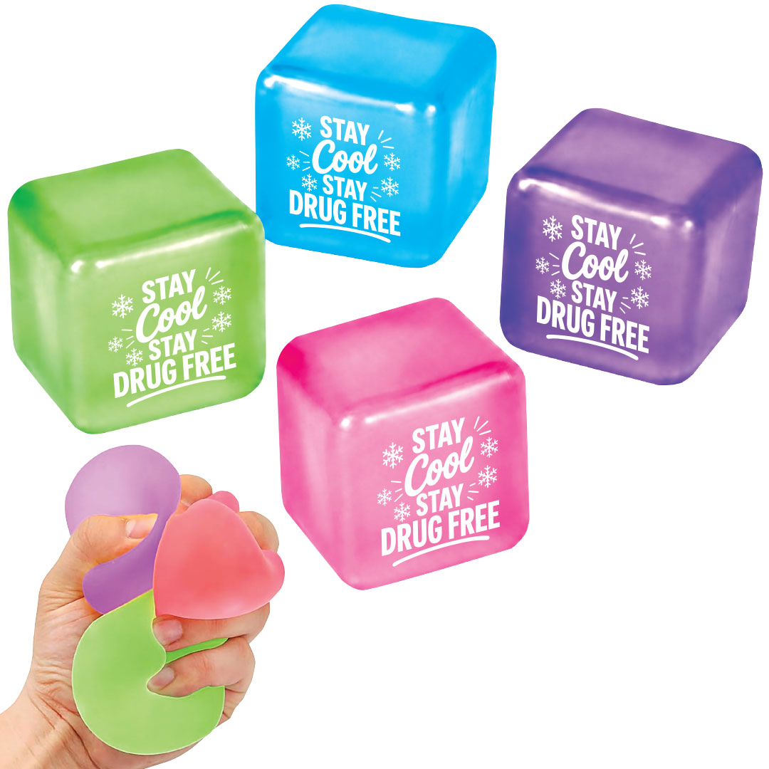 Stay Cool Stay Drug Free! Squishy Ice Cube Fidget Toy