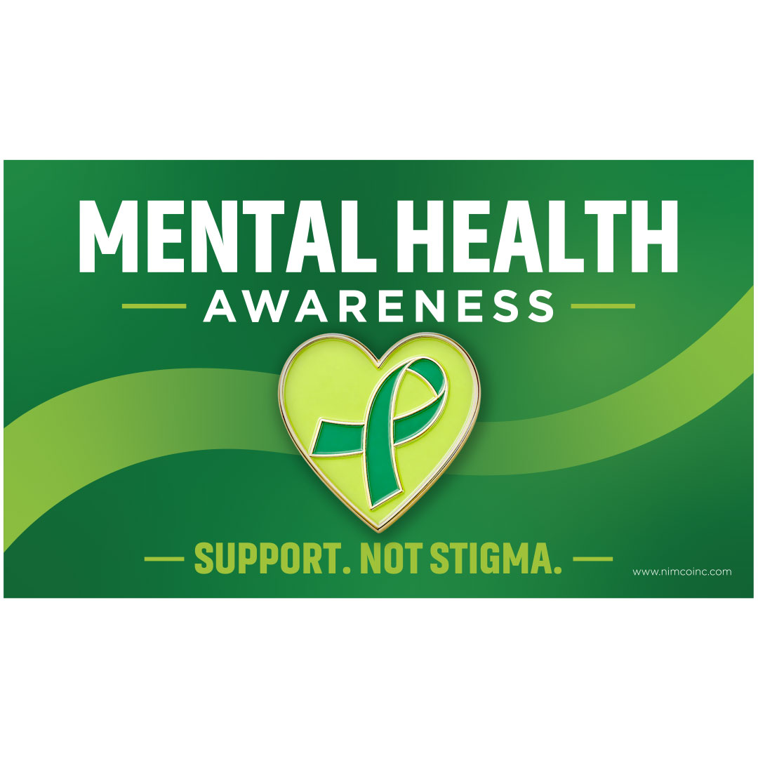 Mental Health Awareness Pin with Support Not Stigma Card