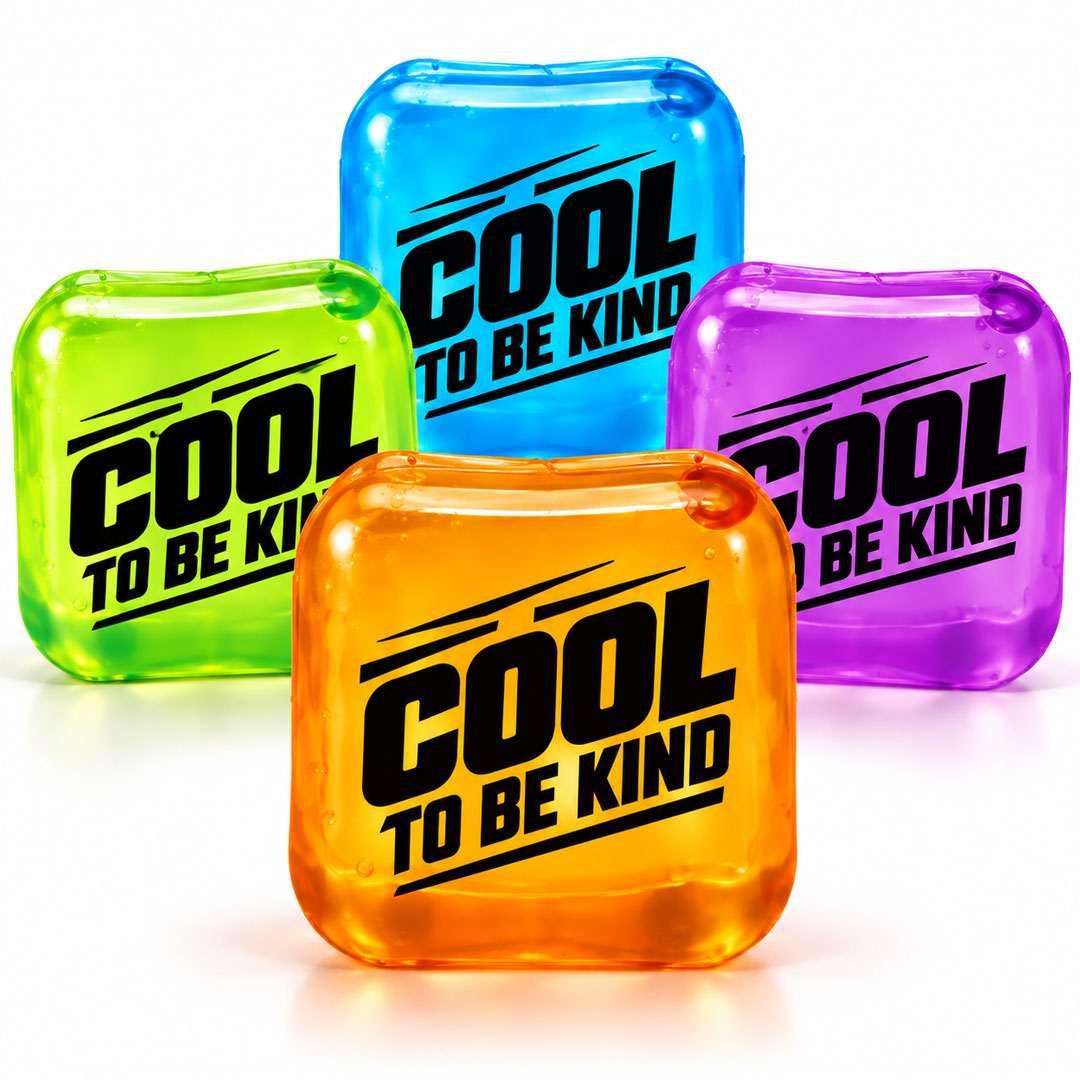 Cool To Be Kind Squishy Fidget Cube Cool To Be Kind Squishy Fidget Cubes in blue, green, orange and purple