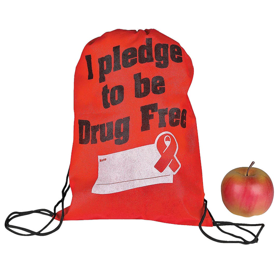 Pledge to be Drug Free Nonwoven Drawstring Bags – Set of 12