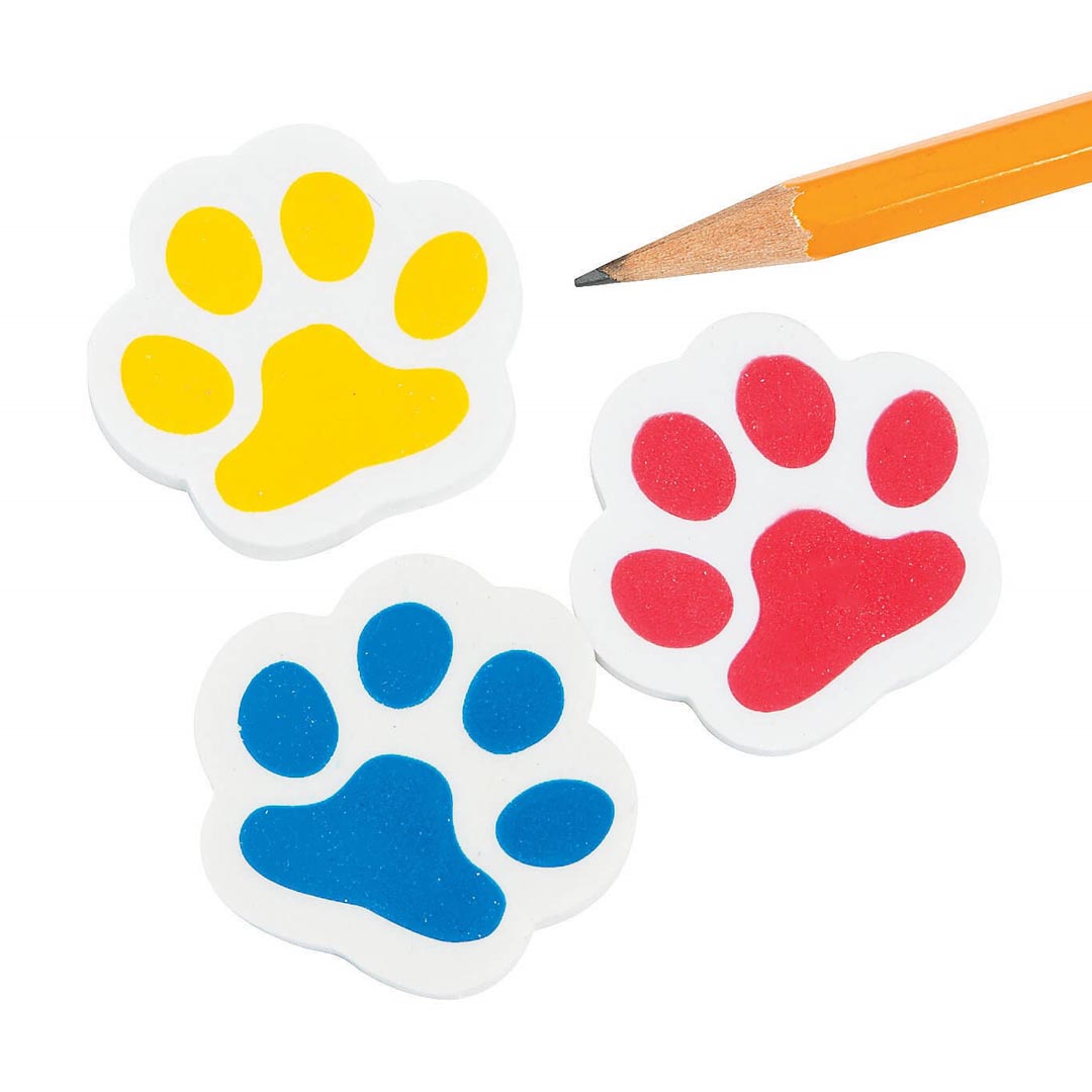 Paw Print Erasers – Set of 24