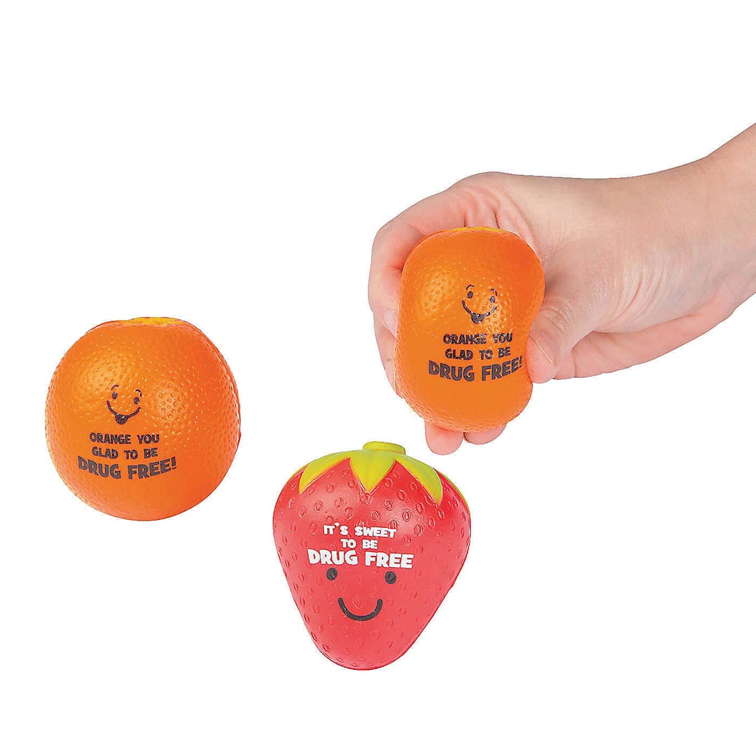 Drug Free Fruit Character Stress Reliever - Set of 12