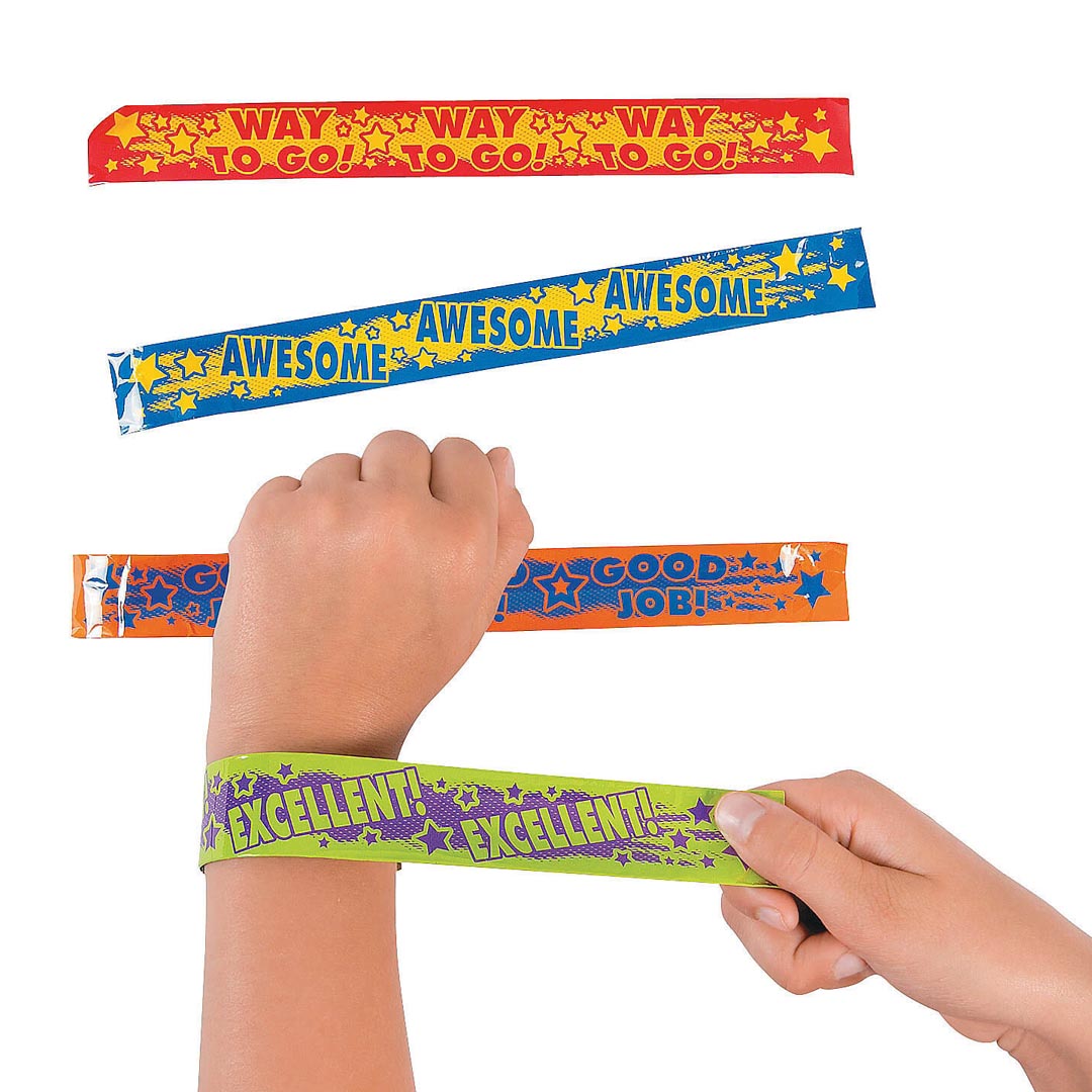 Bracelets: Award Saying Slap Bracelets - Set of 12