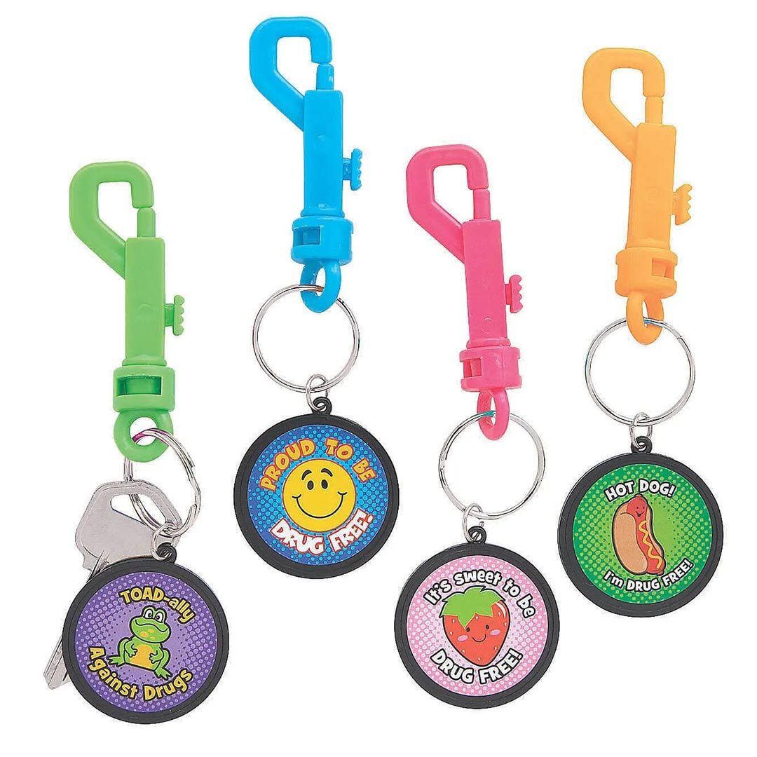 Drug Free Backpack Clip Keychains – Set of 12