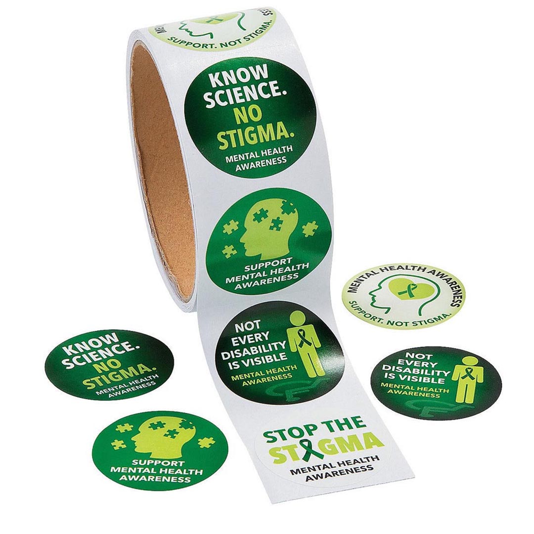 Green Mental Health Awareness Paper Sticker Roll – 100 Pc. – 1 1/2″