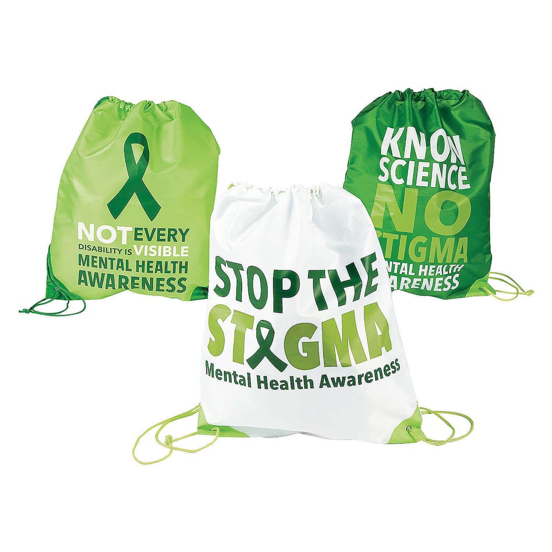 Mental Health Awareness Drawstring Bags (Set of 12)