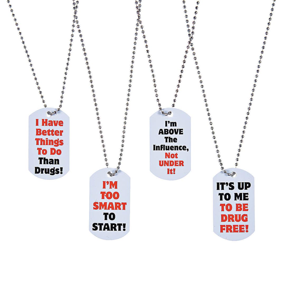 Red Ribbon Week Dog Tag Necklaces – Set of 12