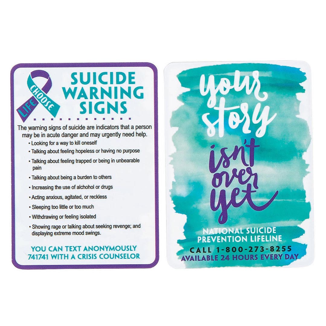 Suicide Awareness Plastic Wallet Cards – 36 Pc. – 2 1/2″ x 3 1/2″