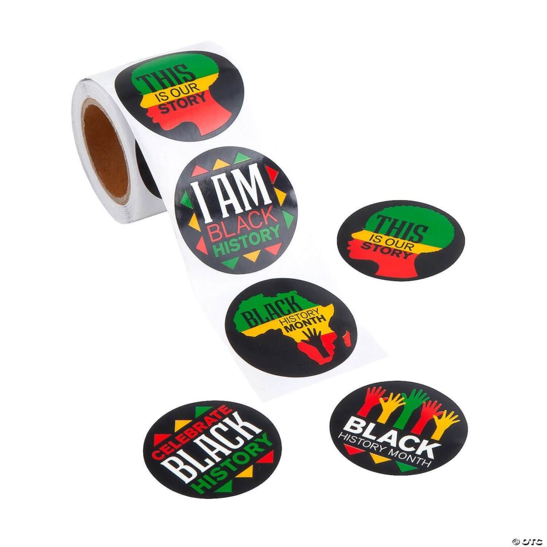 Stickers: Black History Month, Assorted, 1.5″ (Roll of 100)