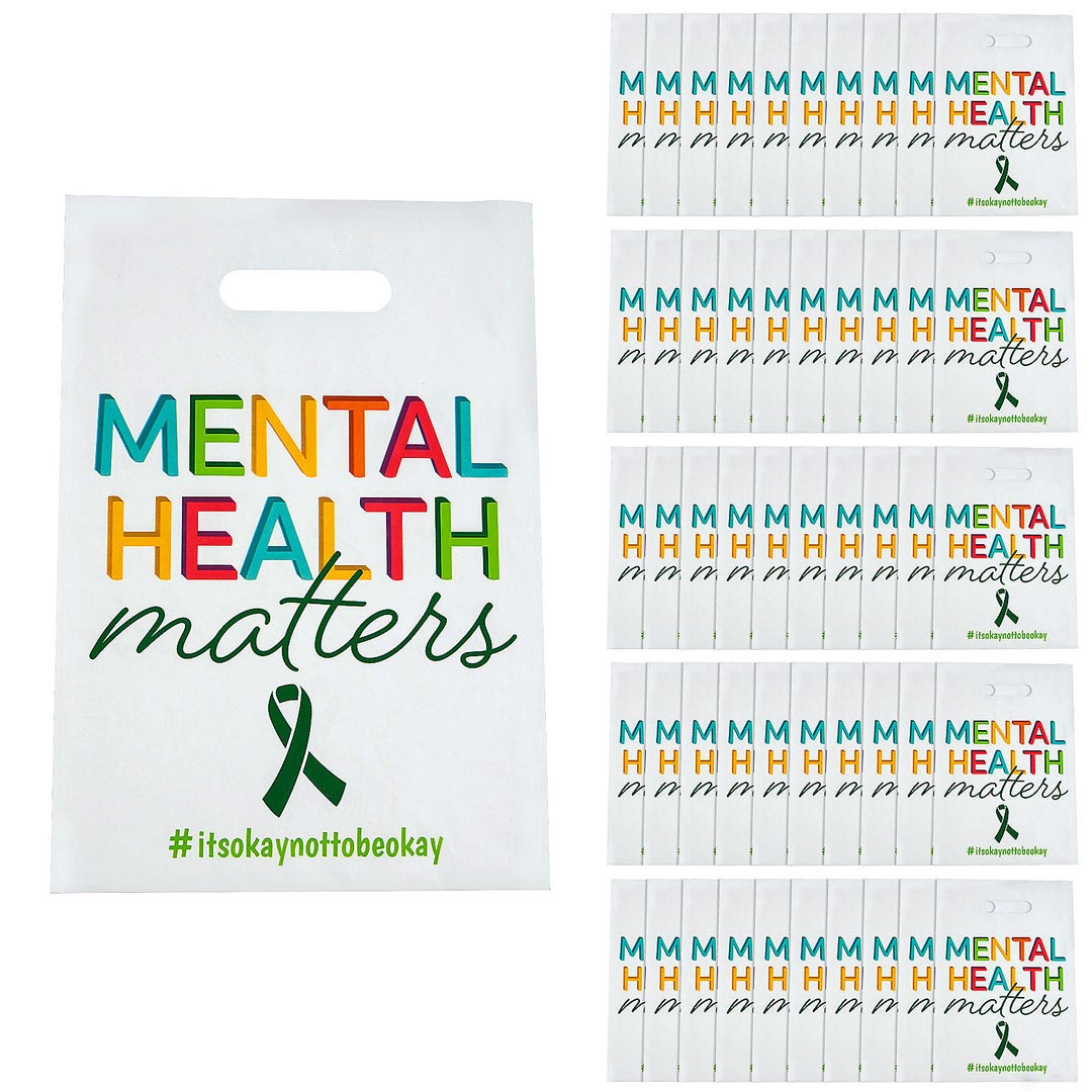 Mental Health Awareness Plastic Goody Bags – Set of 50 – 8 1/2″ x 12″