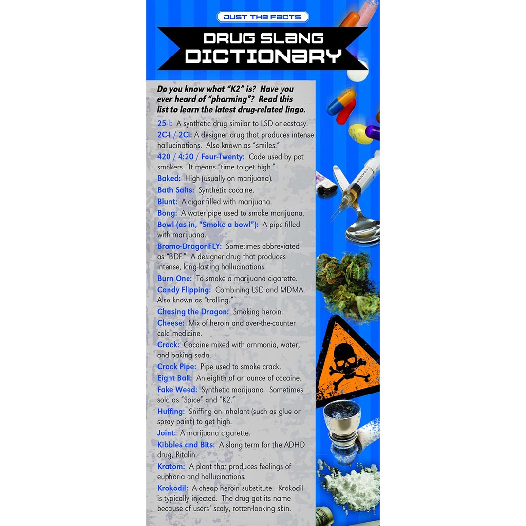 Just The Facts – Drug Slang Dictionary Rack Cards – Sold In Sets of 100