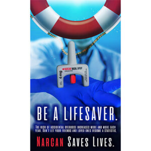 Fentanyl Poster: Be A Lifesaver. Narcan Saves Lives.