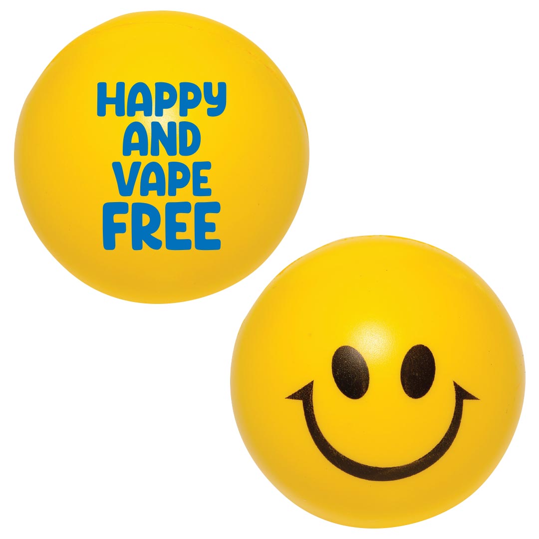 Happy and Vape Free Smiley Face Stress Reliever