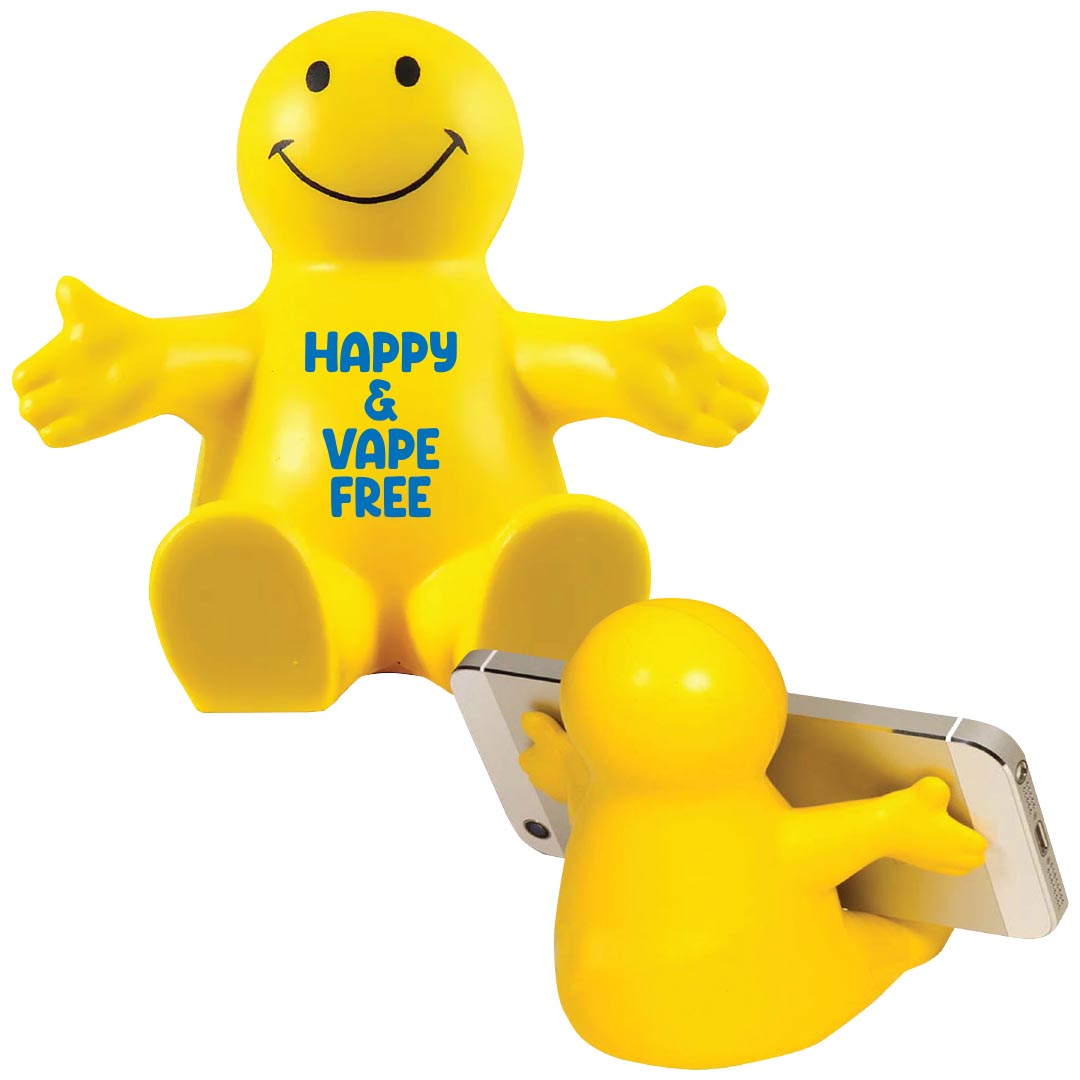 Happy & Vape Free Smiley Face Phone Holder and Stress Reliever