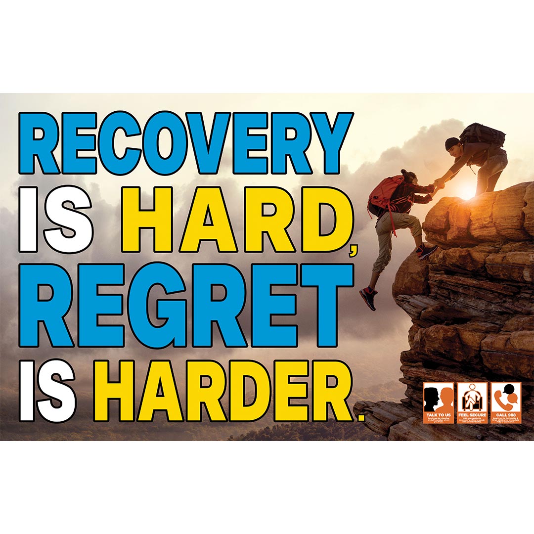 Mental Health Poster: Recovery Is Hard, Regret Is Harder Mental Health Poster: Recovery Is Hard, Regret Is Harder