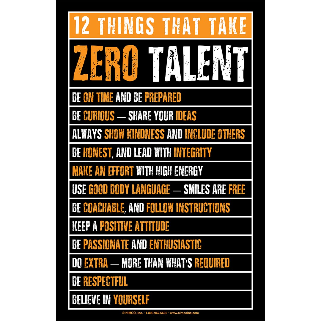 12 Things That Take Zero Talent Character-Building Poster