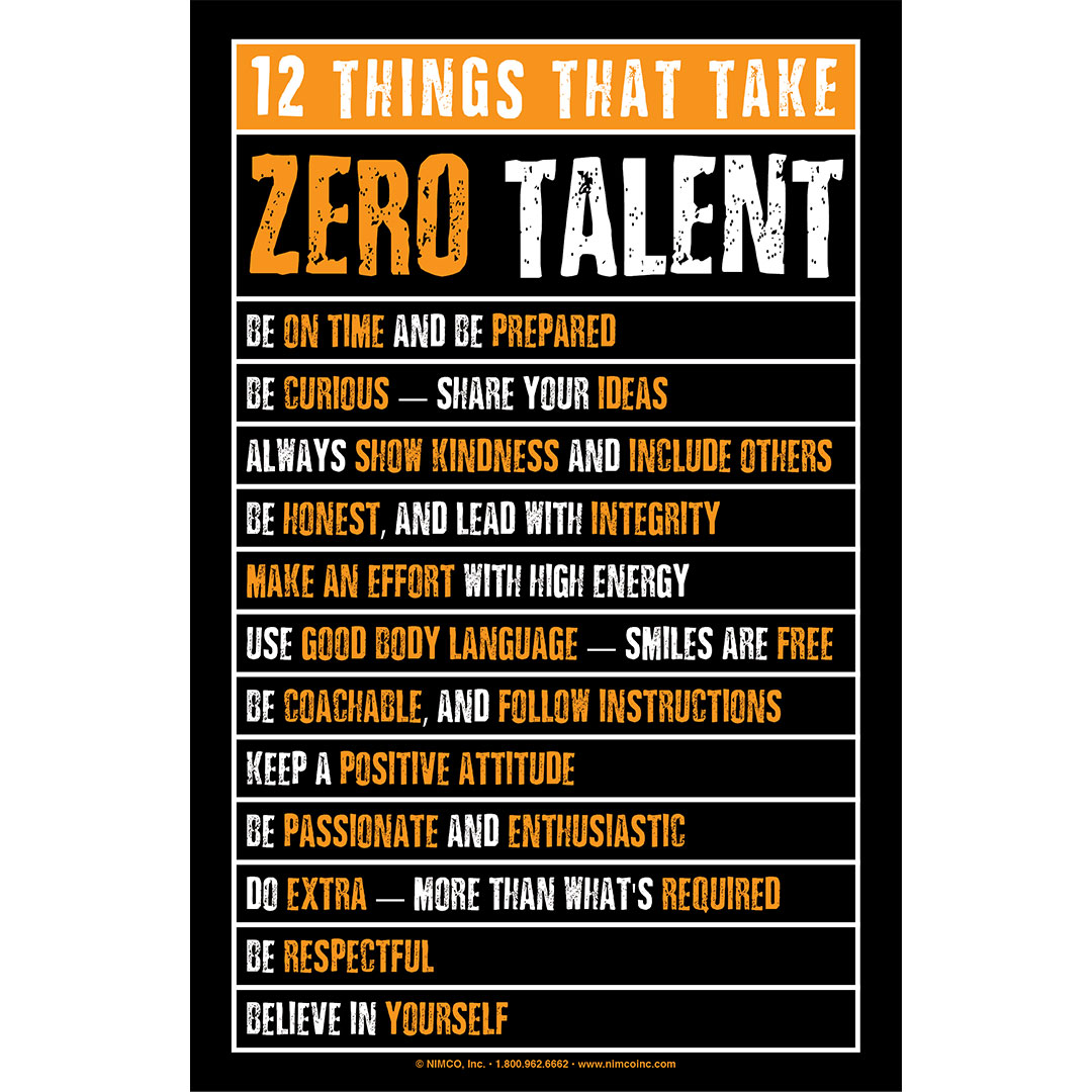 Character Building Poster: 12 Things That Take Zero Talent