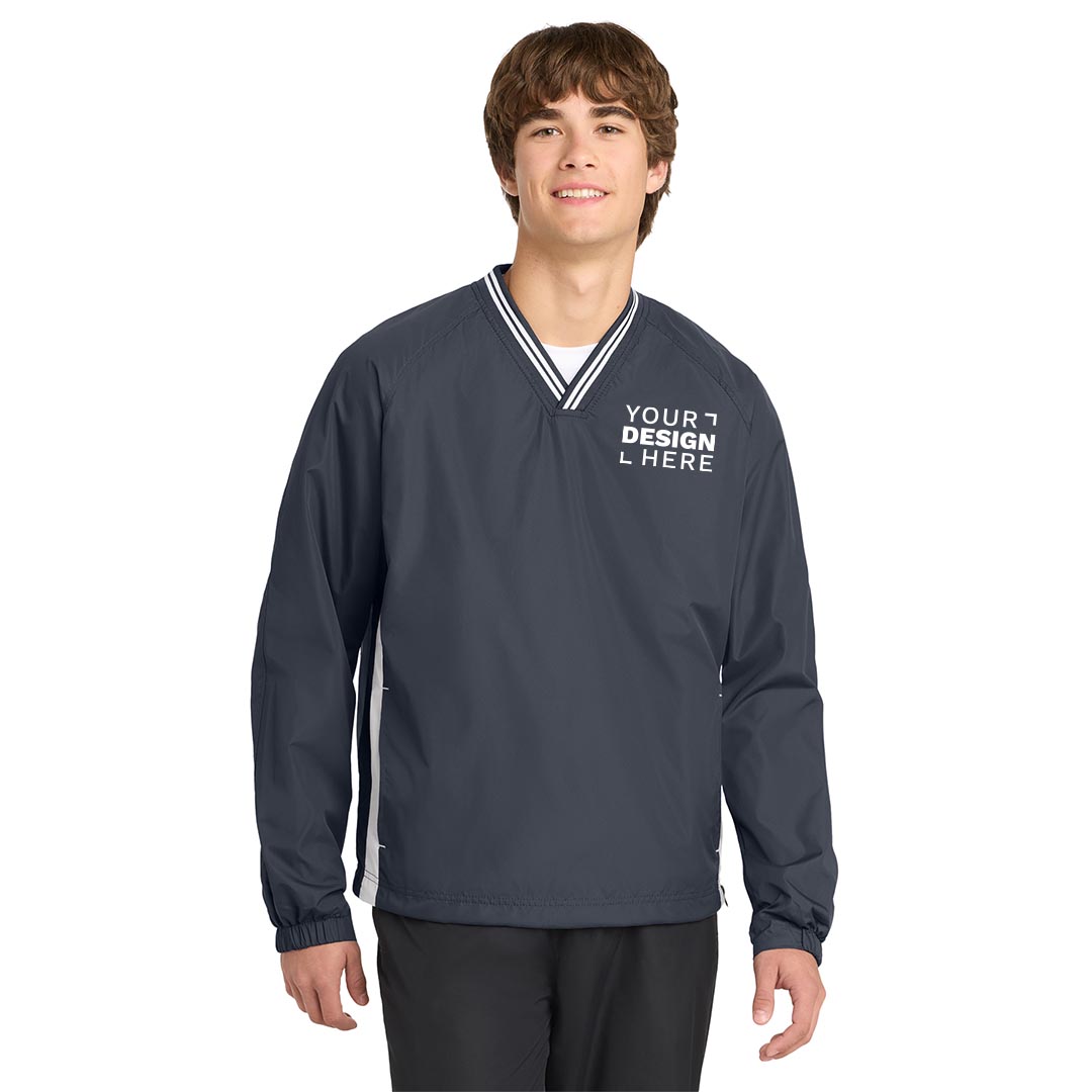 Sport Tek Tipped V-Neck Raglan Wind Shirt – Adult – Screenprint