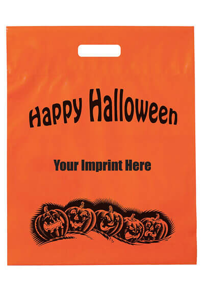 Bag - Halloween, Frosted Orange - 12"W X 15"H X 3" Gusset - Customizable 2