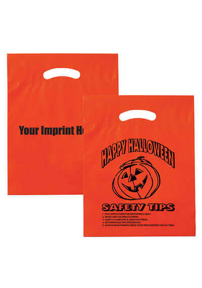 Bag - Halloween, Die Cut Orange - 12"W X 15"H X 3" Gusset - Customizable 3