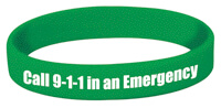 Bracelet: Call 9-1-1 in an Emergency (Green 7")
