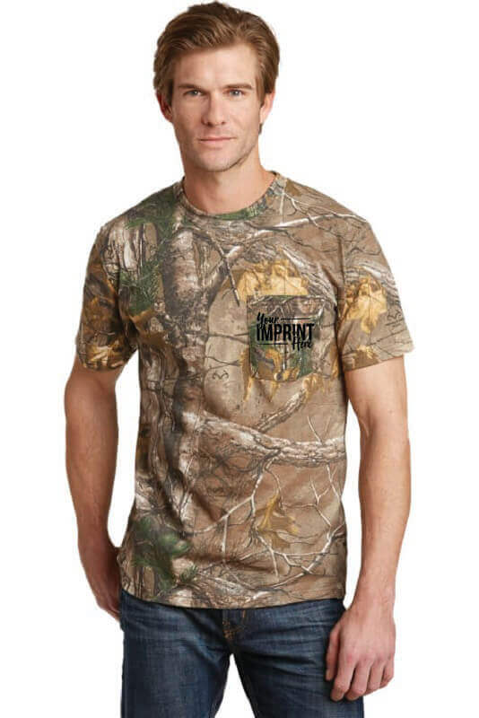 Russell Outdoors Realtree Explorer 100% Cotton T-Shirt with Pocket - Adult - Screenprinted - Customizable 3