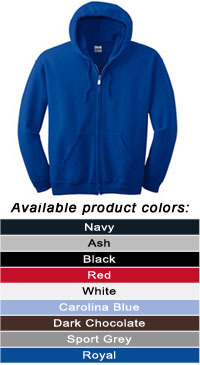 Gildan Heavy Blend - Full-Zip Hooded Jacket - 7.75 Ounce - 50/50 Cotton/Poly Air Jet Yarn - Adult - Embroidered - Customizable
