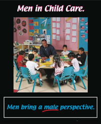 Male Involvement Poster: Men in Child Care