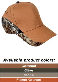 Cap -Heavy Canvas Middle Panels - Camo Edges - 6 Panel -  Embroidered (Sold In Sets Of 12 Only)