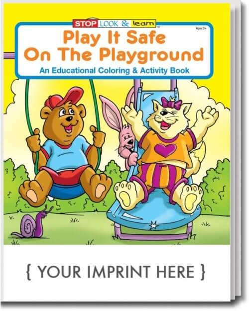 ||Play It Safe On The Playground Coloring And Activity Book - Customizable