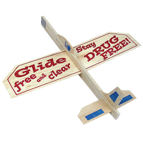 Glide Free and Clear! Stay Drug Free! 9" Balsa Glider