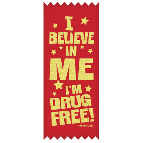 I Believe in Me I'm Drug Free! - SELF-STICK Ribbons