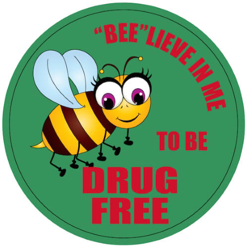 "Bee"lieve In Me To Be Drug Free Stickers - Rolls of 100