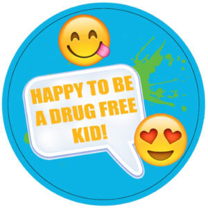 Happy to Be A Drug Free Kid! Emoji Stickers - Rolls of 100
