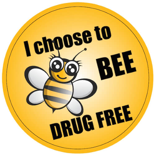 I Choose to Bee Drug Free Stickers - Rolls of 100
