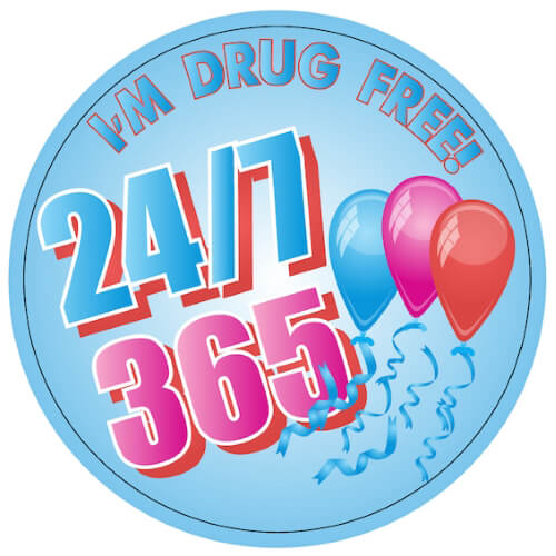 I'm Drug Free! 24/7 365 Stickers - Rolls of 100