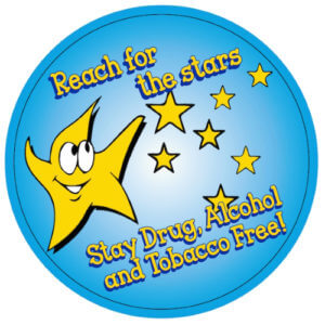 Reach For The Stars Stay Drug, Alcohol and Tobacco Free! Stickers - Rolls of 100