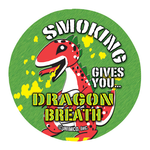 Smoking Gives You Dragon Breath Sticker  (Roll of 100 stickers)